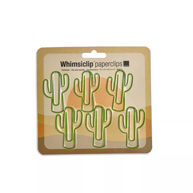 pack of six green cacti paper clips