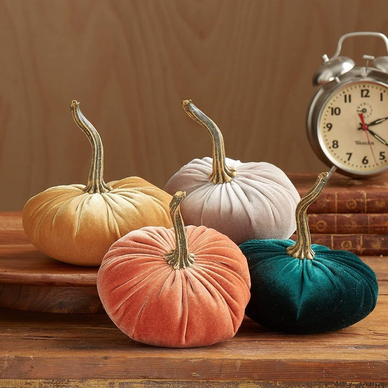 Your Heart's Content Small Velvet Pumpkins Set of 4