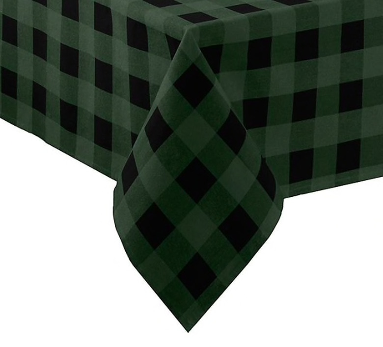 green plaid tablecloth