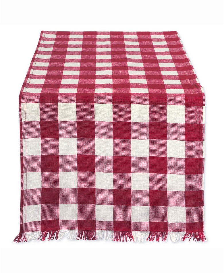red plaid table runner