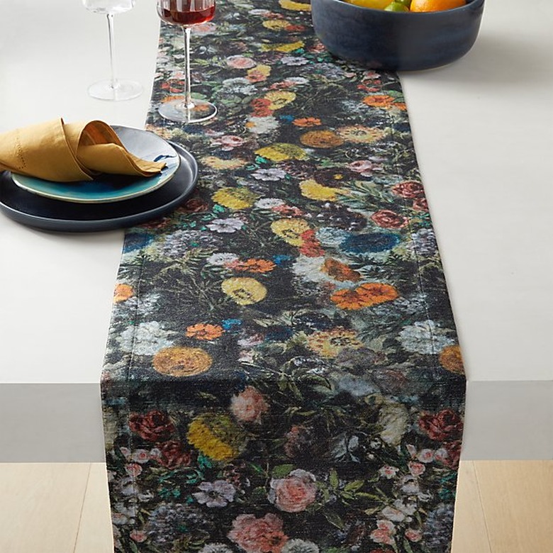 black velvet floral table runner