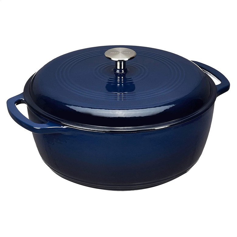 blue glossy dutch oven