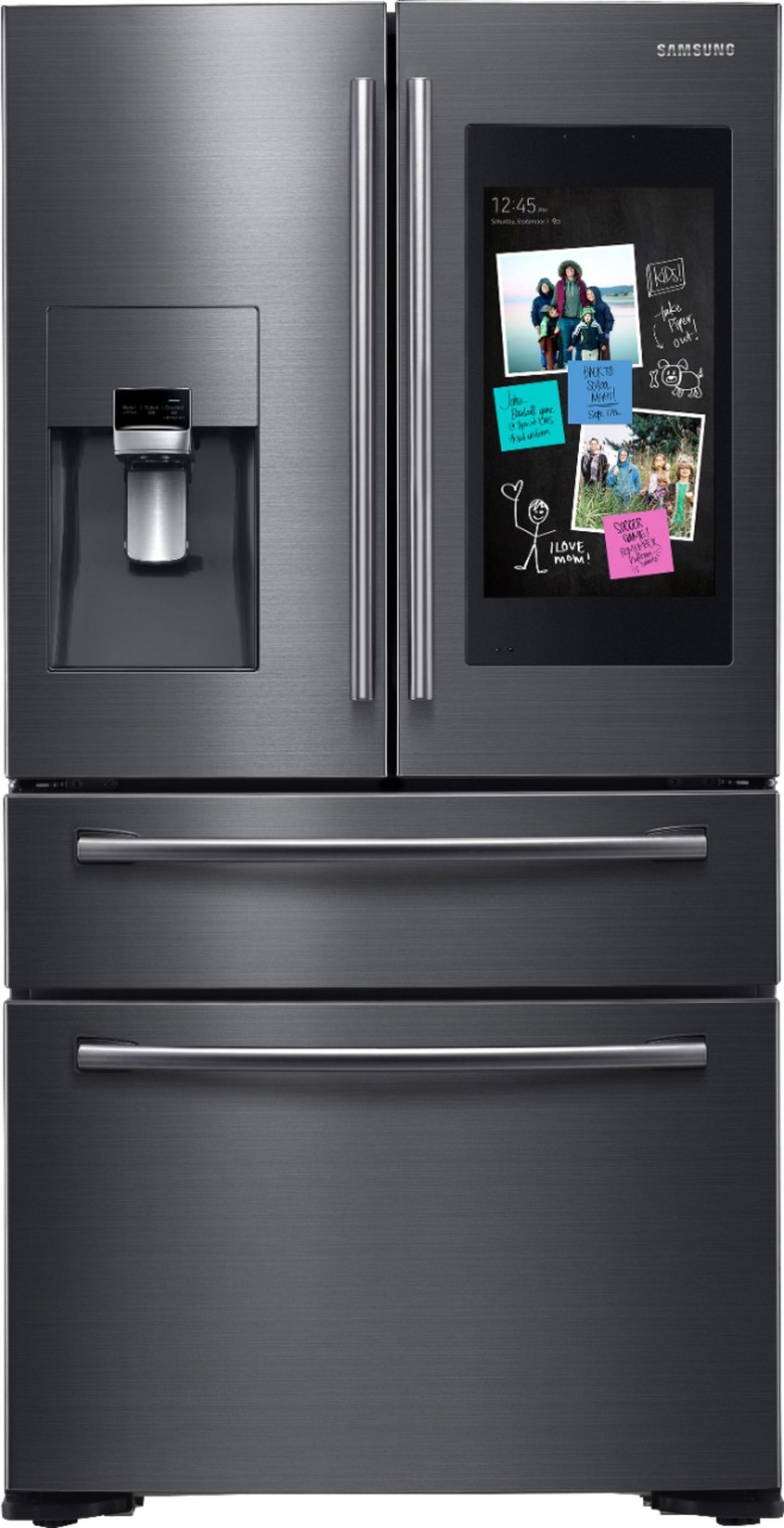 Samsung Family Hub 4-Door French Door Smart Refrigerator in Fingerprint Resistant Black Stainless Steel