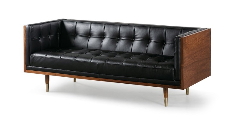 wood frame leather sofa