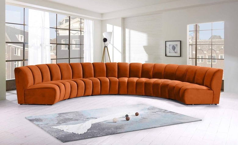 orange curved sofa