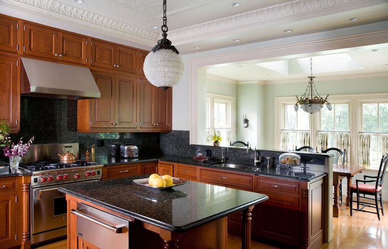 kitchen with cherry wood cabinets