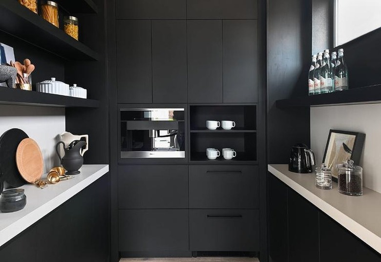Kitchen with black cabinets