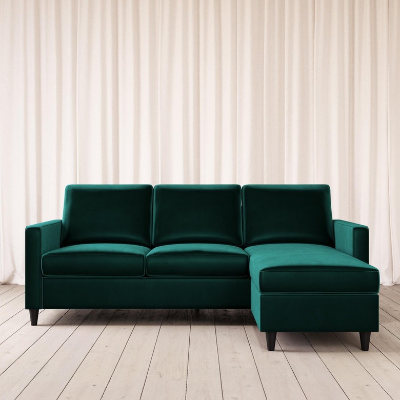 green velvet sofa