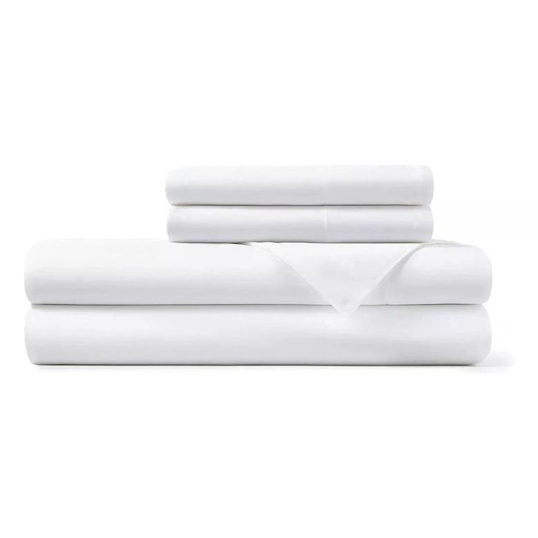 folded white bamboo sheet set