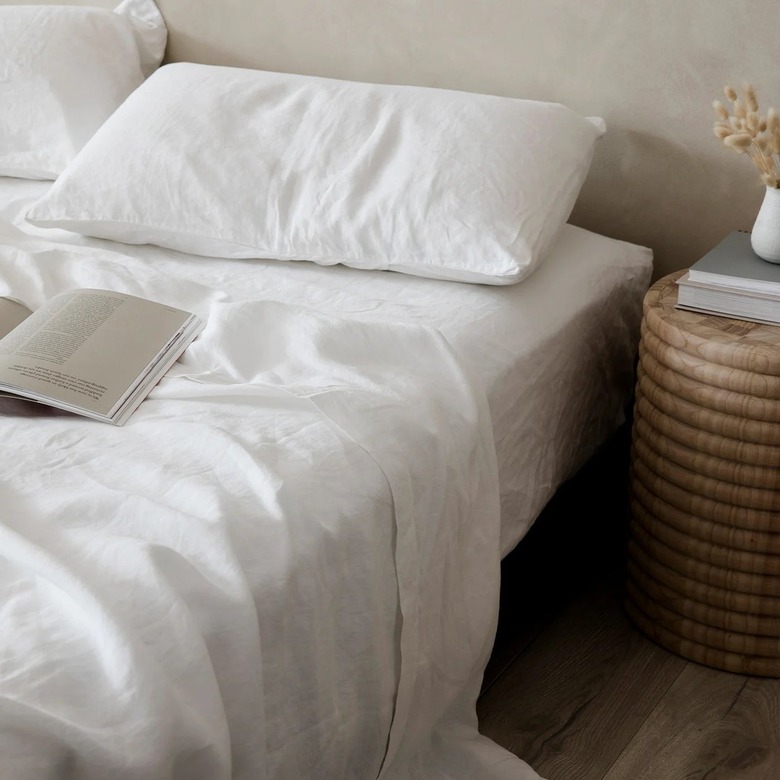 white flax linen bedding
