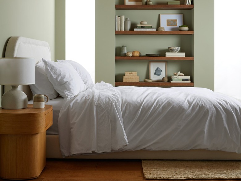 White duvet cover on bed