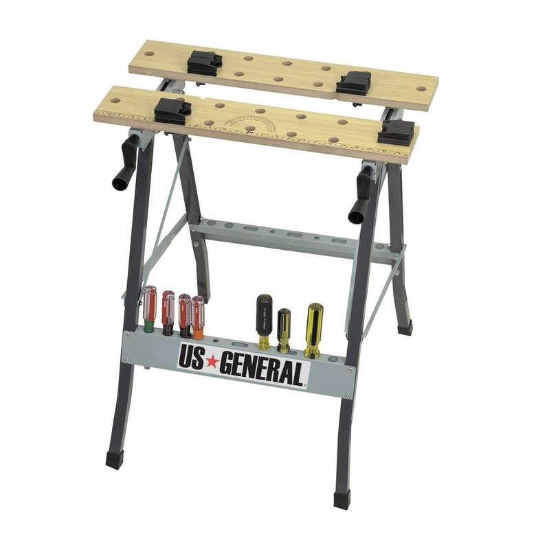 Folding Clamping Workbench With Moveable Pegs