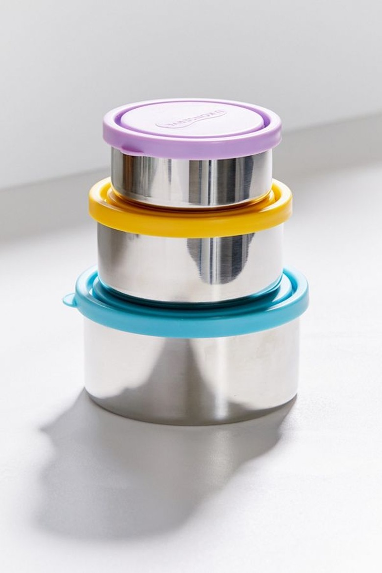 three nesting metal containers