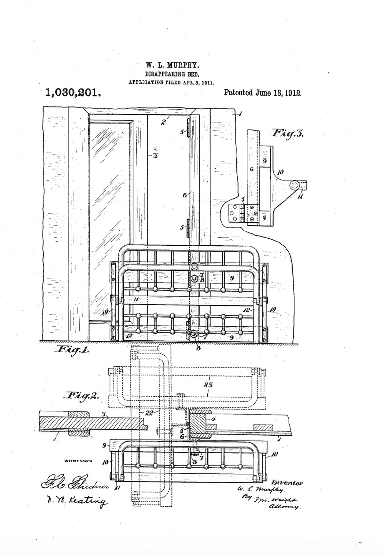 William Lawrence Murphy's original Disappearing Bed patent.