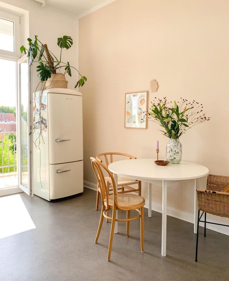 peach kitchen dining nook