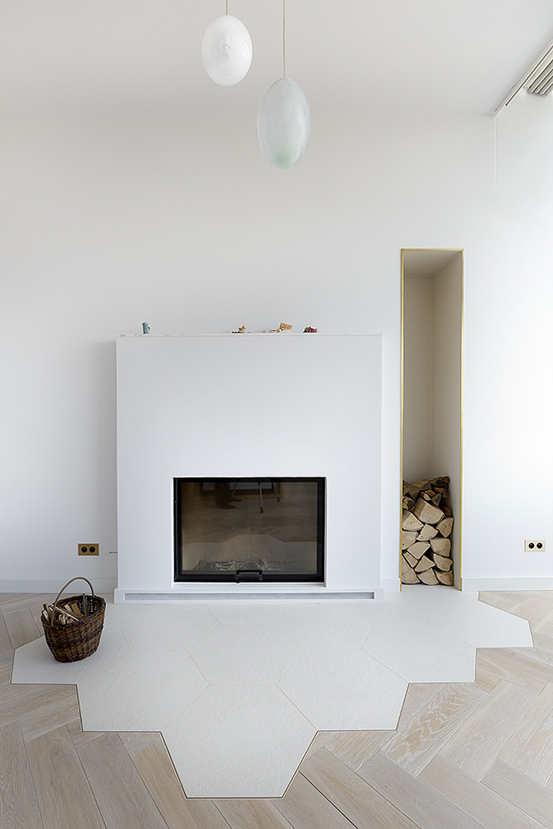 white fireplace