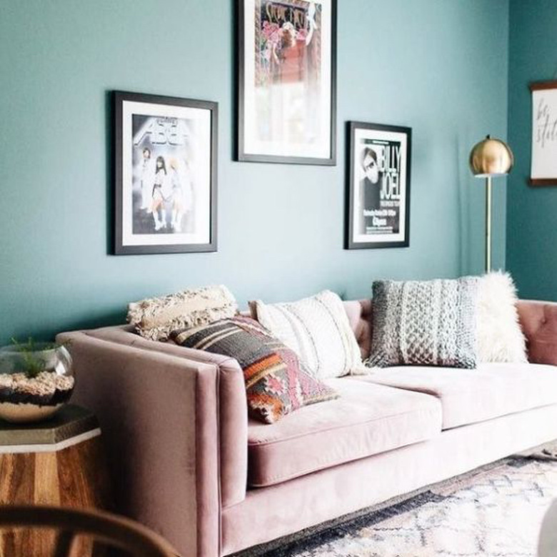 blush pink velvet sofa