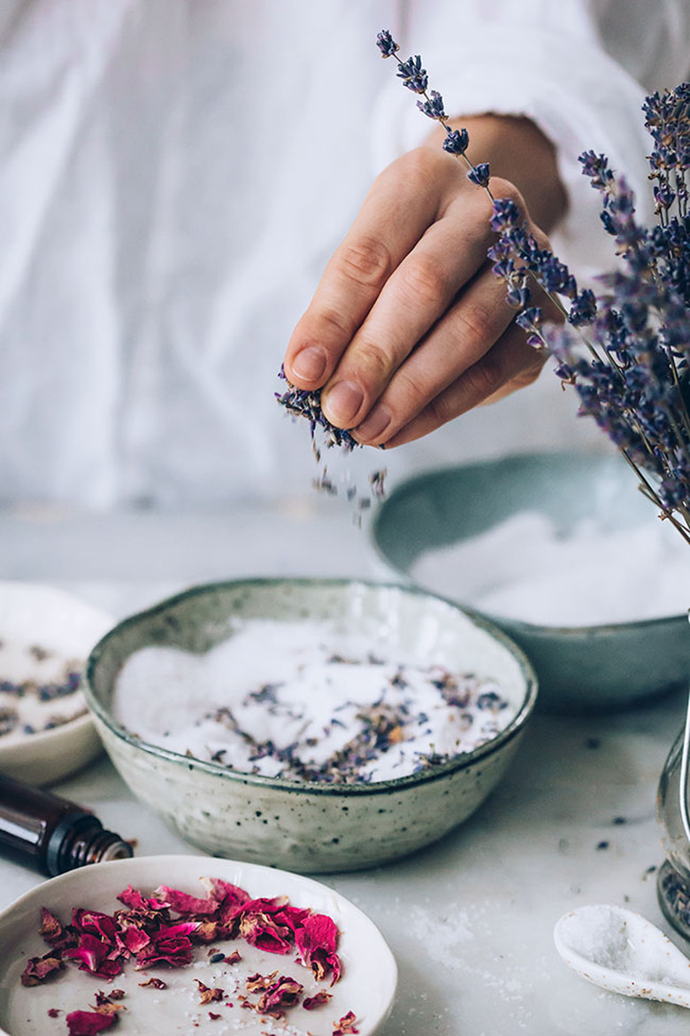 Add dried herbs to DIY Bath Salts