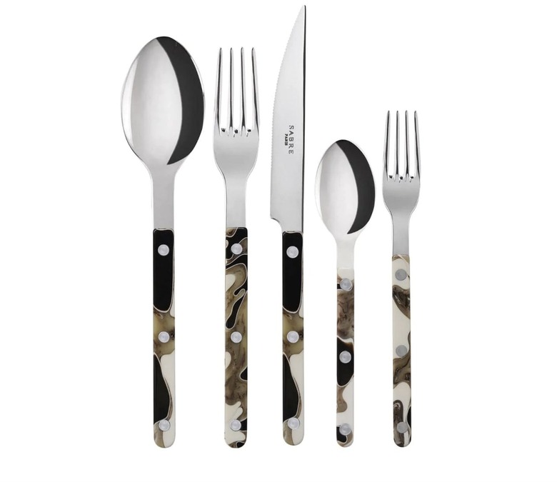 swirled neutral flatware set