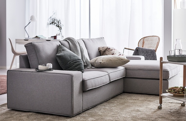 plush sofa with throw pillows