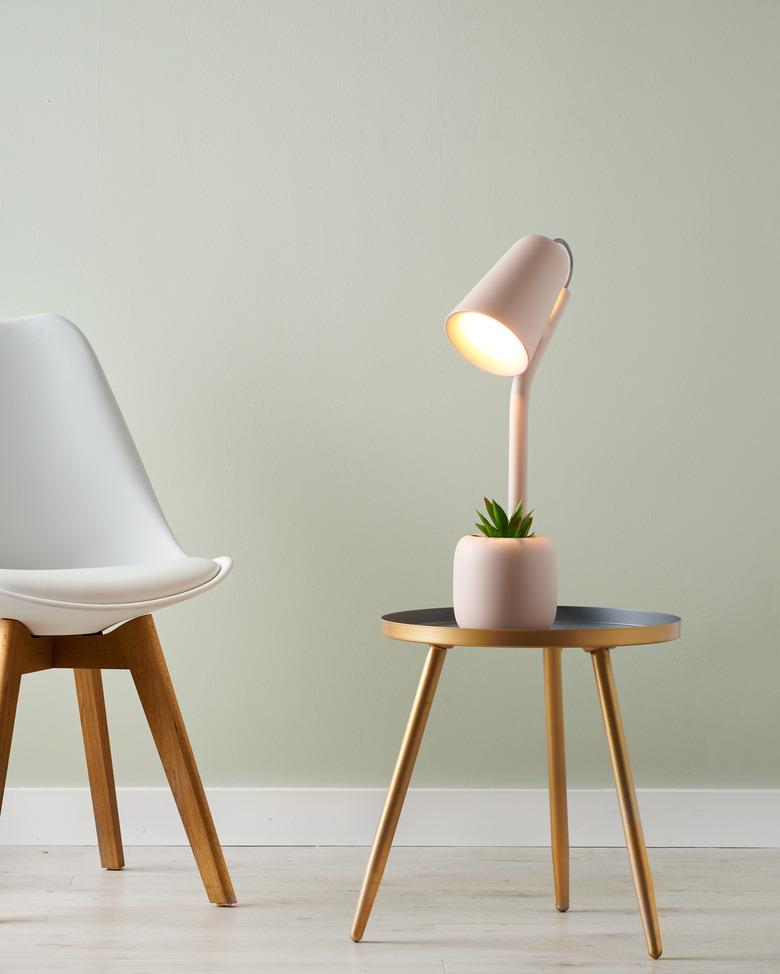 table lamp near chair