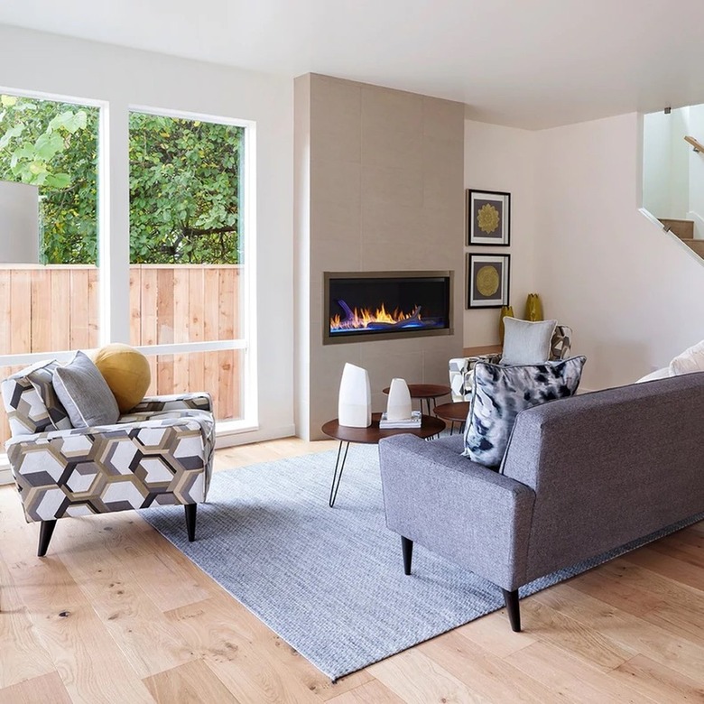 A ventless gas fireplace in a modern living room