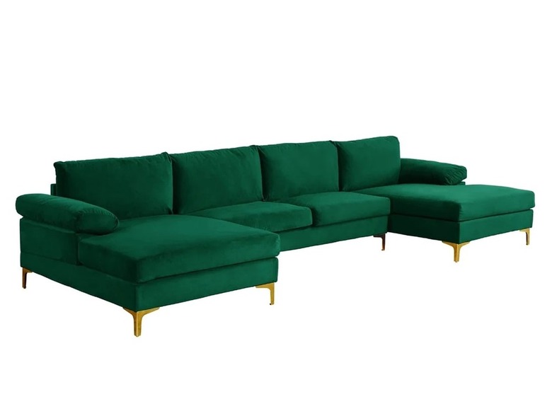 Sofamania Amanda XL Modern Velvet Sectional Sofa