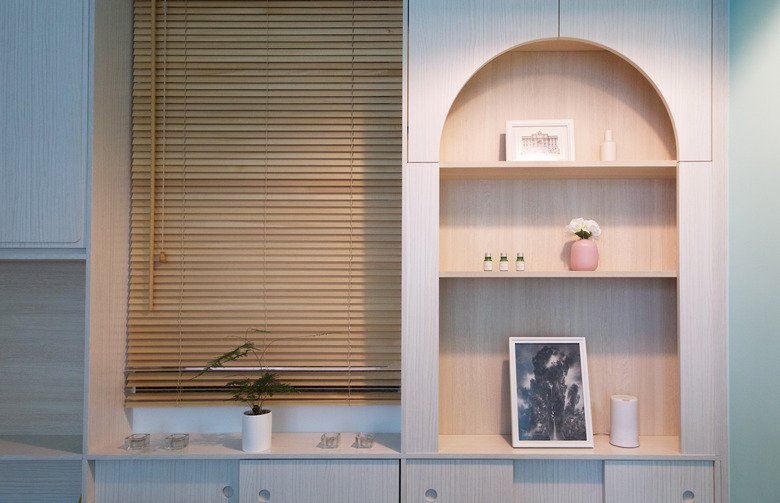 Wood built in shelving