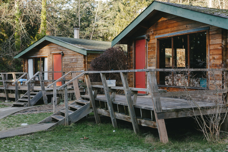 The cabin exteriors before renovations.