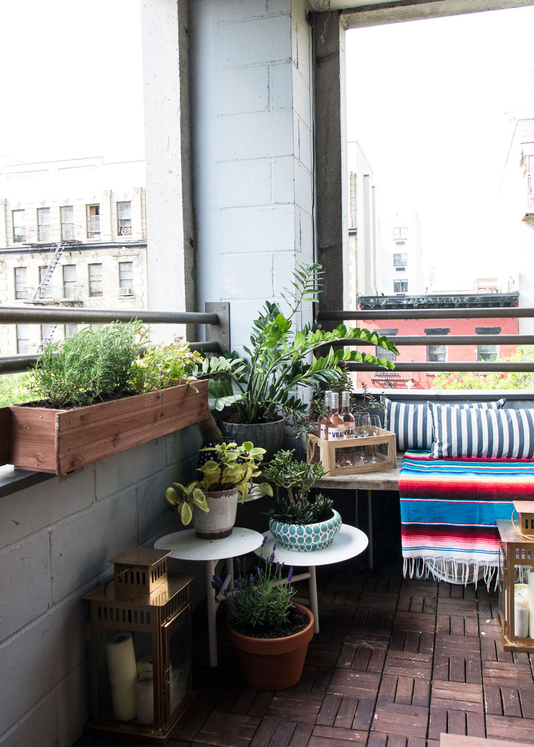 small patio with plants