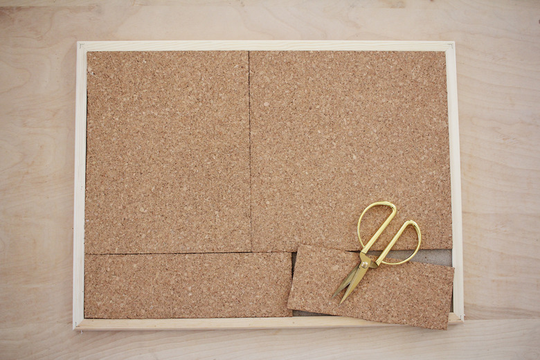 Cutting cork tiles to fit bulletin board