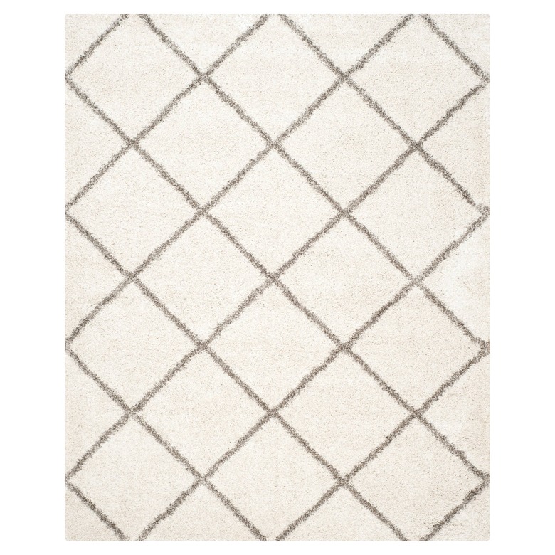 Cream rug with subtle brown criss-cross lines
