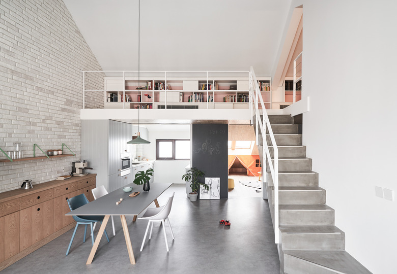 loft with concrete floors