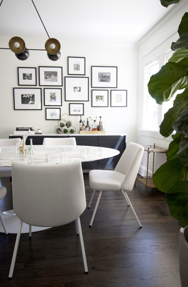 midcentury white dining room