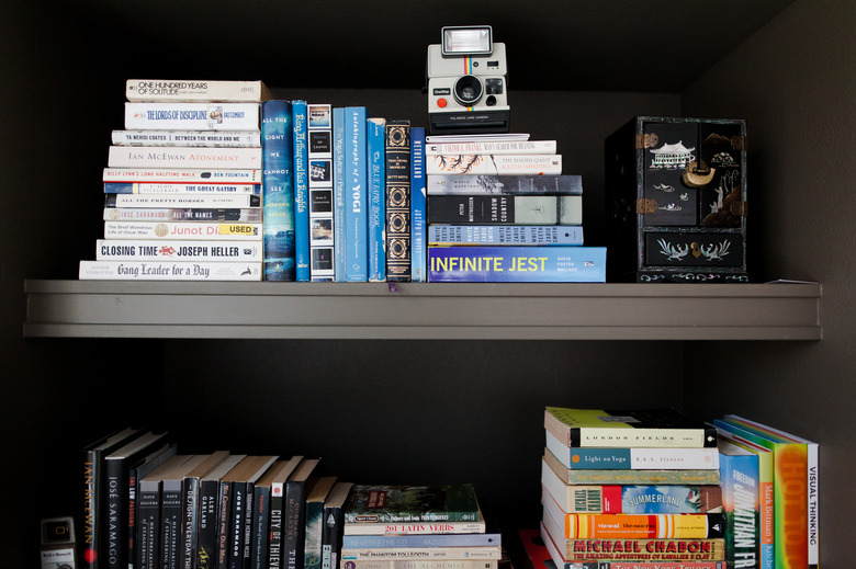 Stacks of books on shelves
