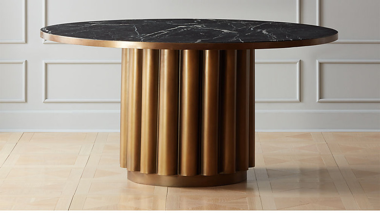 CB2 Cypher Black Marble Dining Table