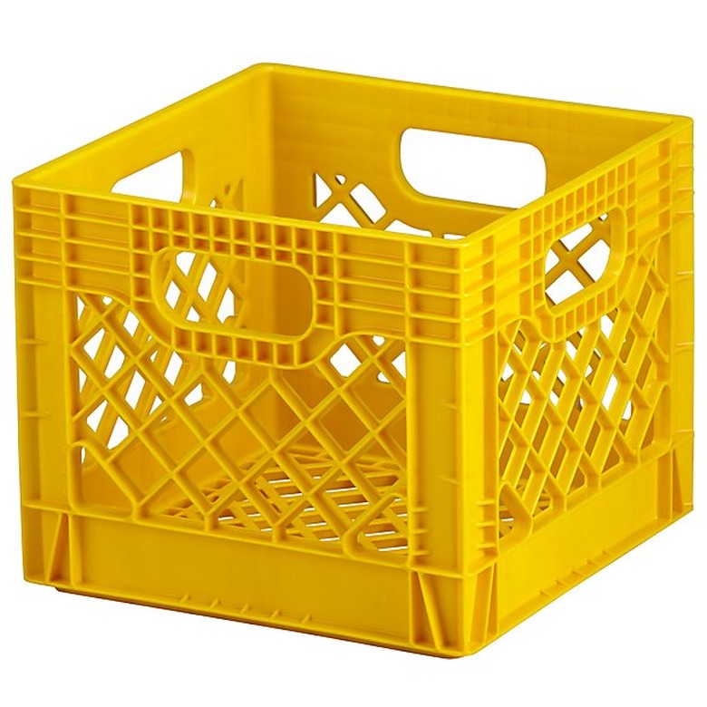 Crate and Barrel Yellow Milk Crate