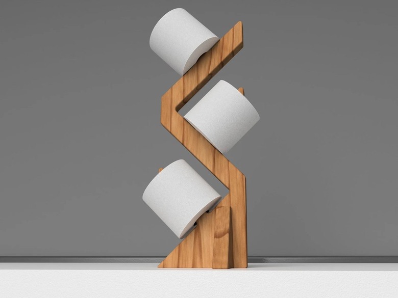 zigzag wood toilet paper holder