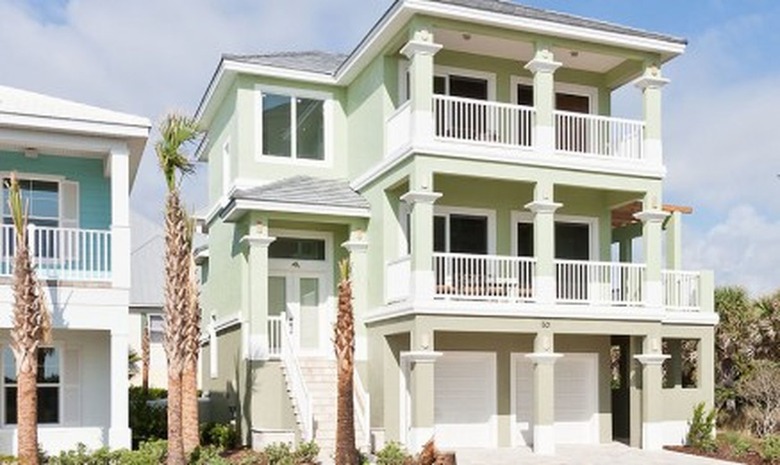 mint green multi-story home