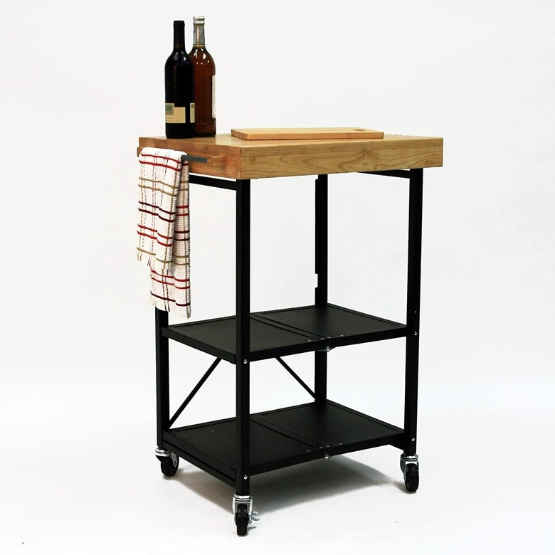 Origami Folding Kitchen Cart on Wheels