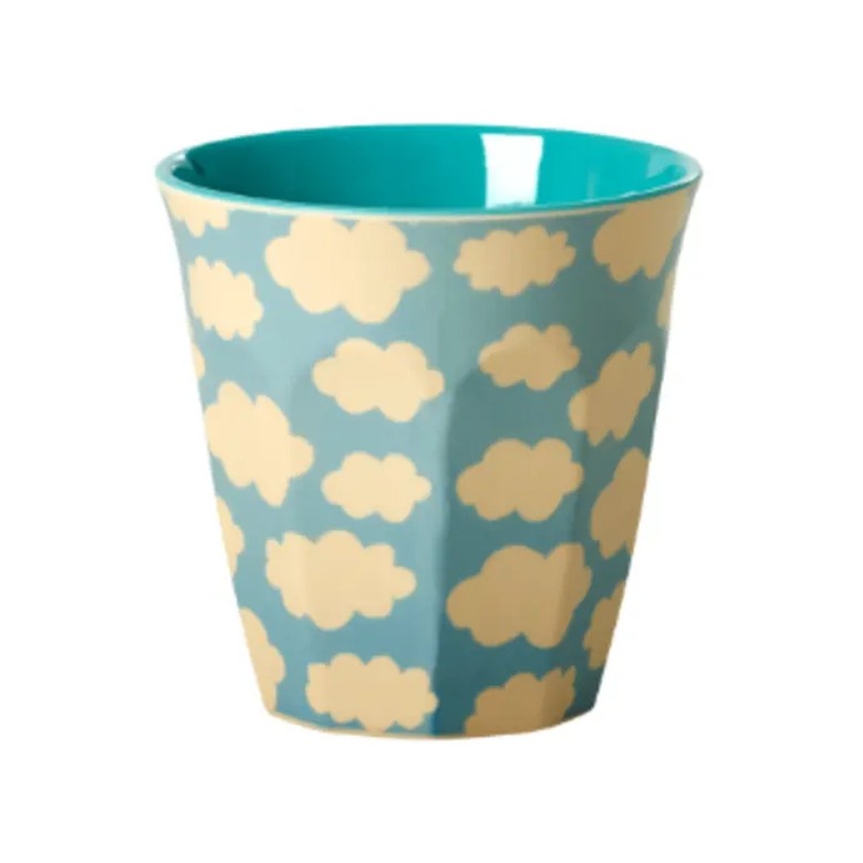 blue melamine cup with cloud print