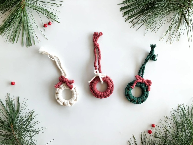 Macrame wreath ornaments