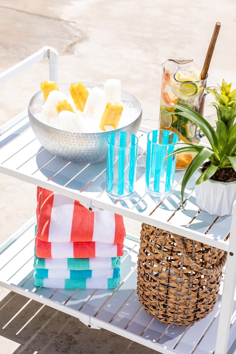 bar cart with glasses