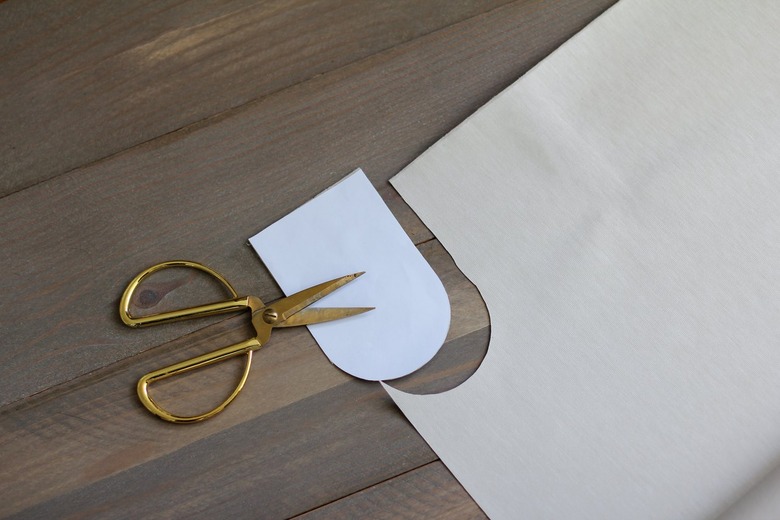 Leather scallop shape with gold scissors