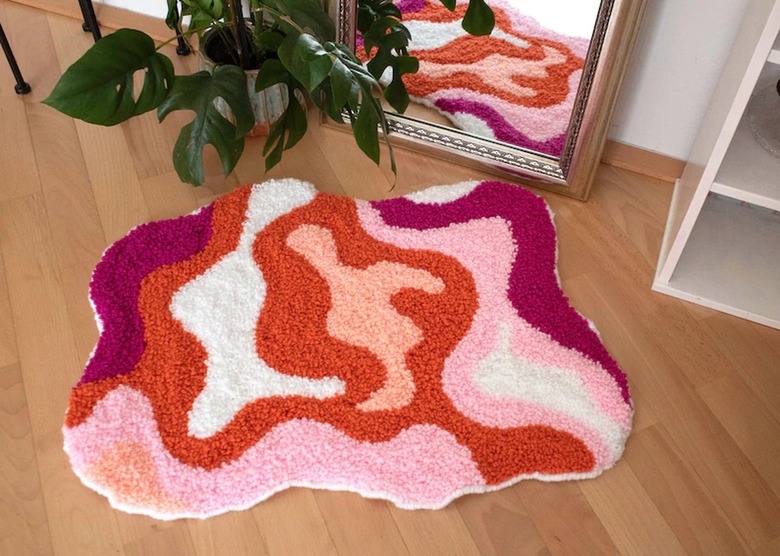 multicolored punch needle pride rug