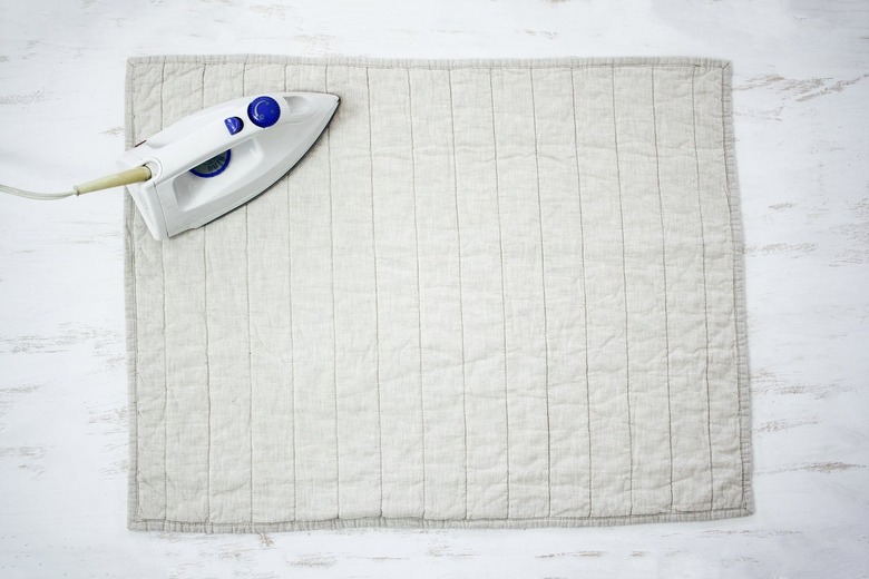 White fabric with iron