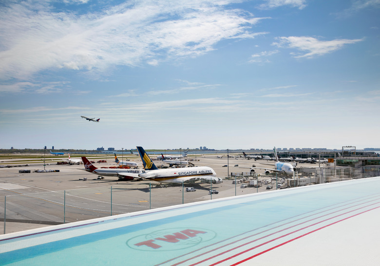 Roof deck and swimming pool at the TWA Hotel.
