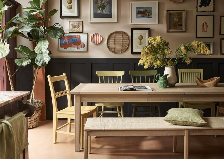 dining room with black and pink walls