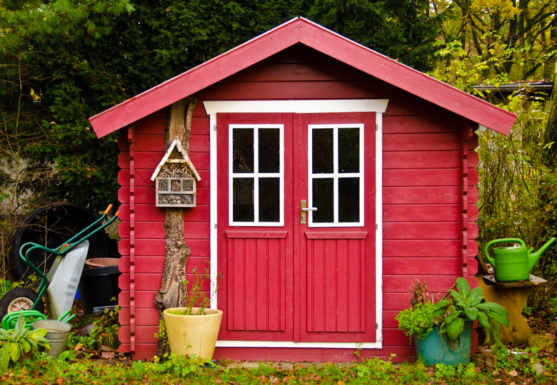 A light red small shed