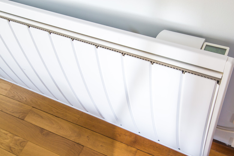 closeup of modern radiator with digital temperature